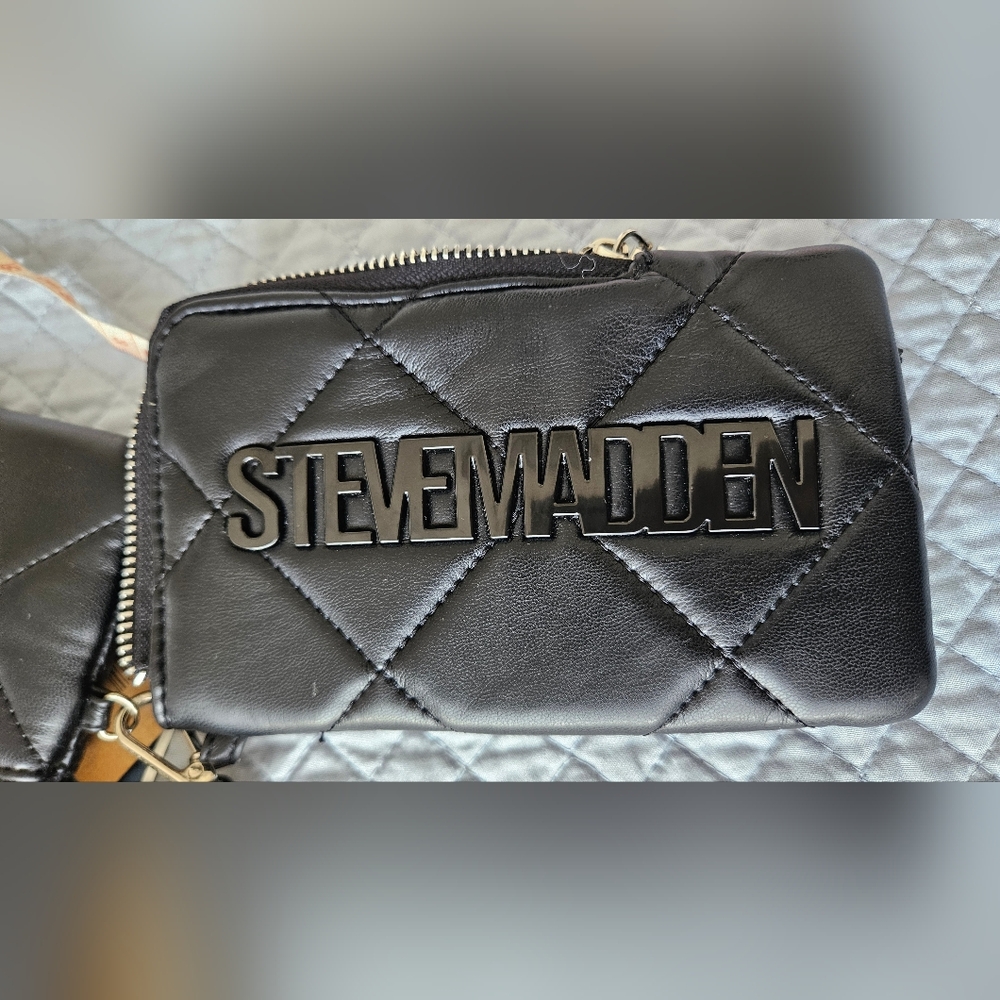 Black Quilted Cell Phone Holder and Coin/card Purse Set